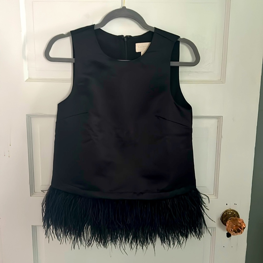 JCrew Collection Feather Hem Top in Duchess Satin XXS